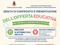 Cornate d’Adda, presenta l’offerta educativa 0-6 anni: incontro pubblico in Municipio